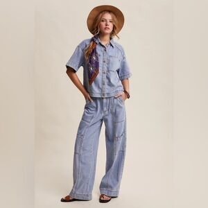 Listicle Light Blue Denim Shirt and Jean Set